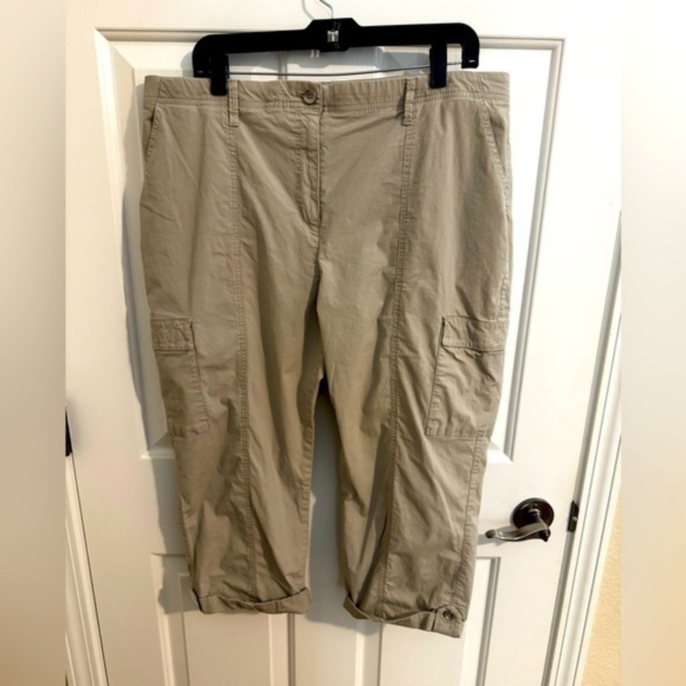 Chico's Womens New Capri Cargo Chino Tan Pants Roll Cuffs Size 2.5 (14)